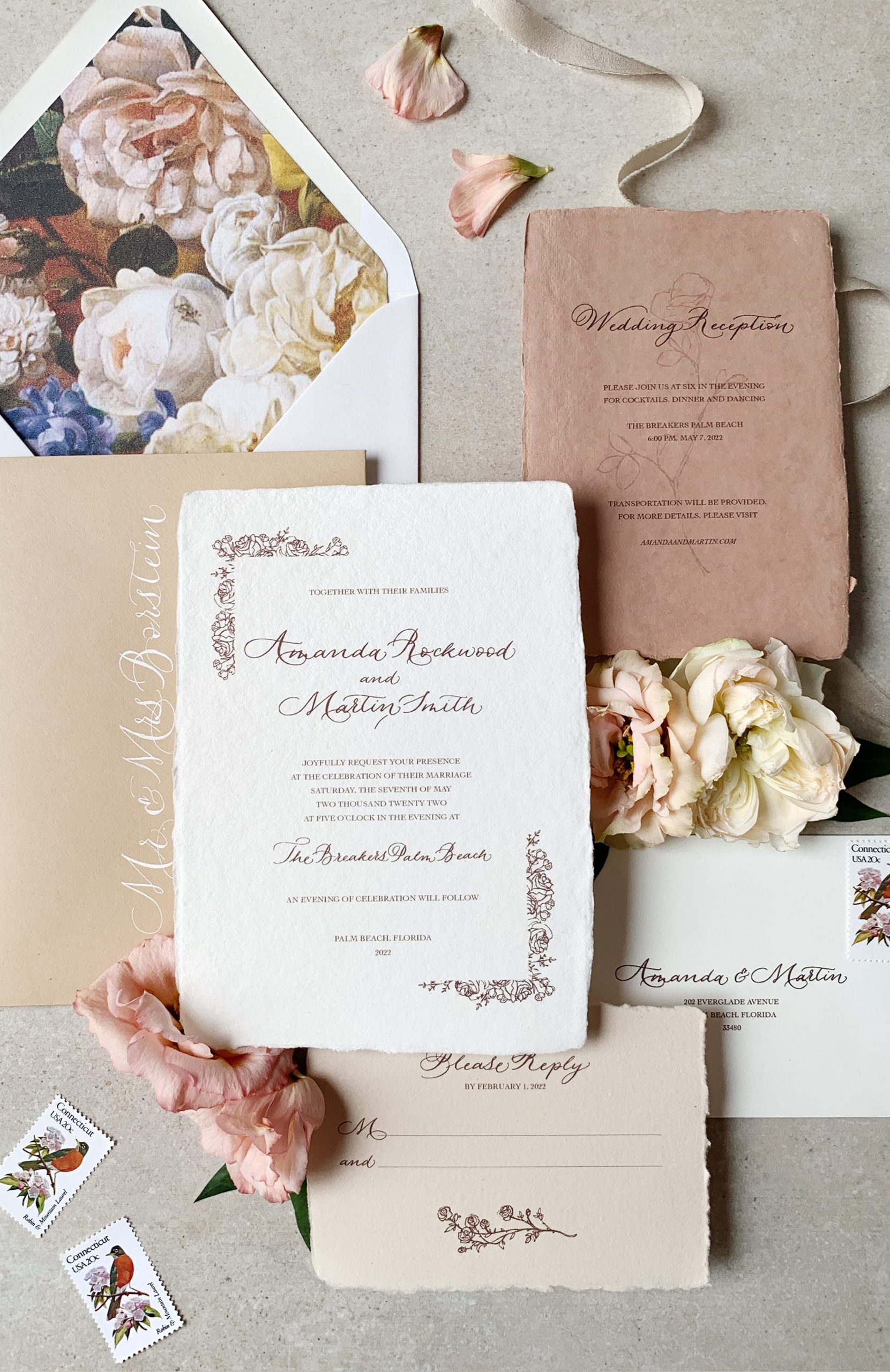 The Spaniel Studio Wedding Invitation Suite Palm Beach